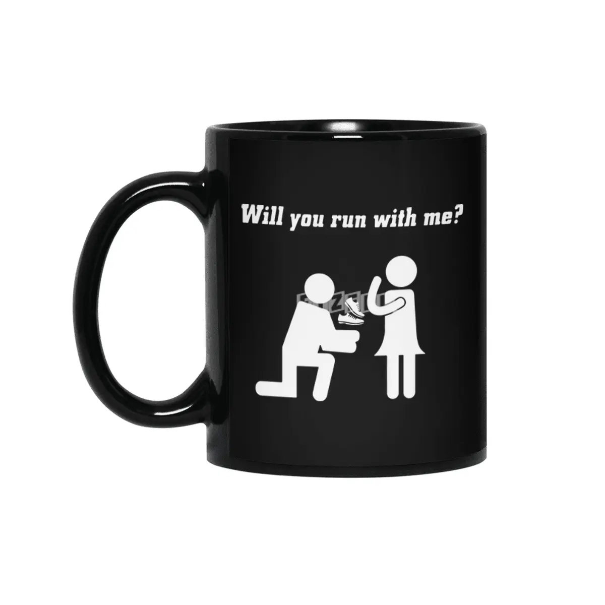 WILL YOU RUN WITH ME couple t-shirts Siyah Kupa