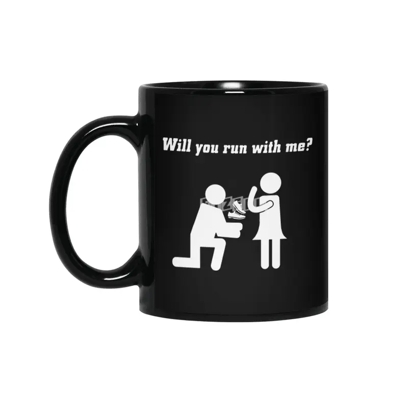 WILL YOU RUN WITH ME couple t-shirts Siyah Kupa