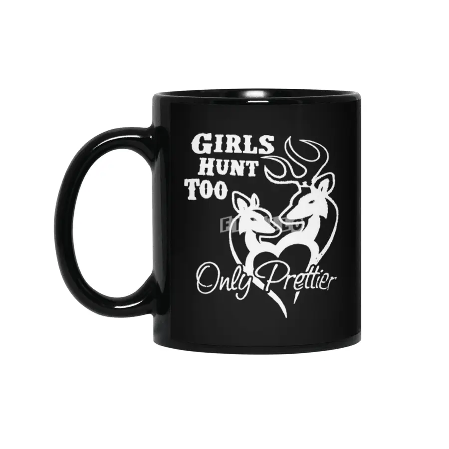 Womens Girl's Hunt Too New Brown Buck Doe Couple Fun For Southern Belle Hunt Siyah Kupa