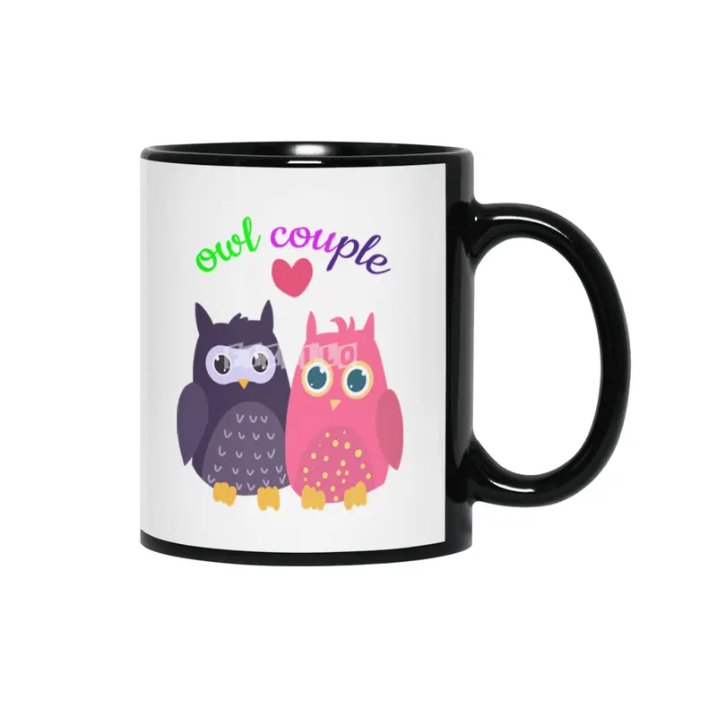 Owl couple shirt Siyah Kupa