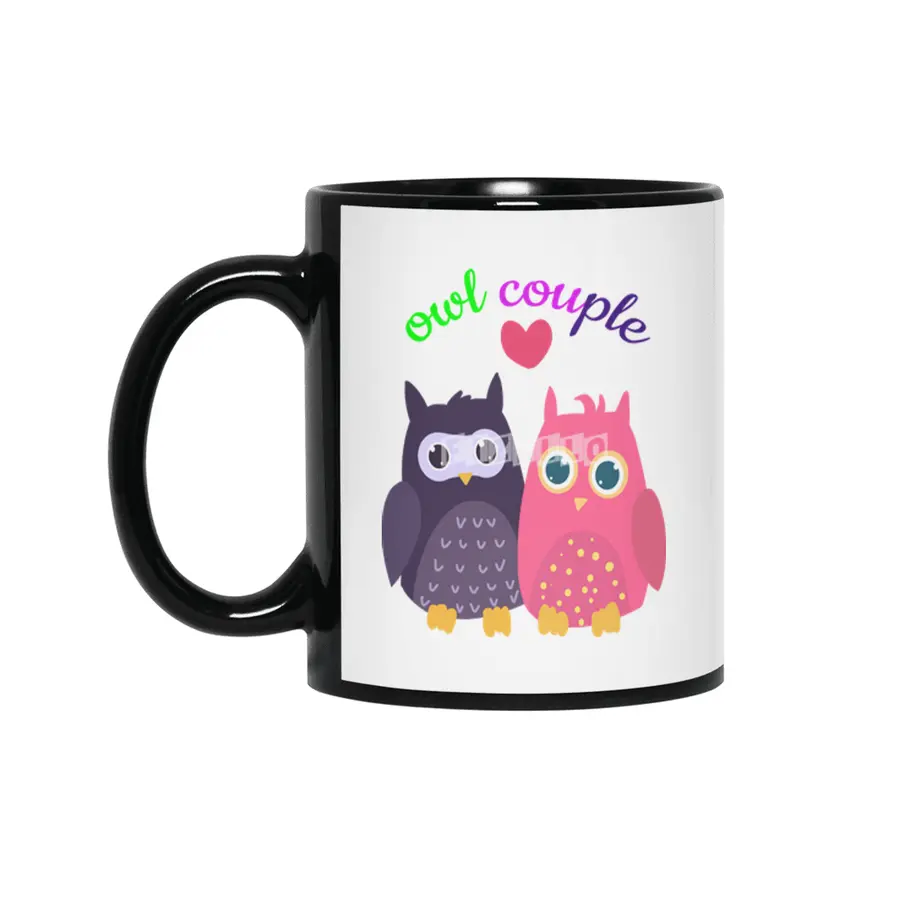 Owl couple shirt Siyah Kupa