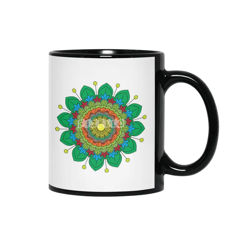 Beautiful ornate vintage vector colours mandala illustration for anti stress coloring books Siyah Kupa