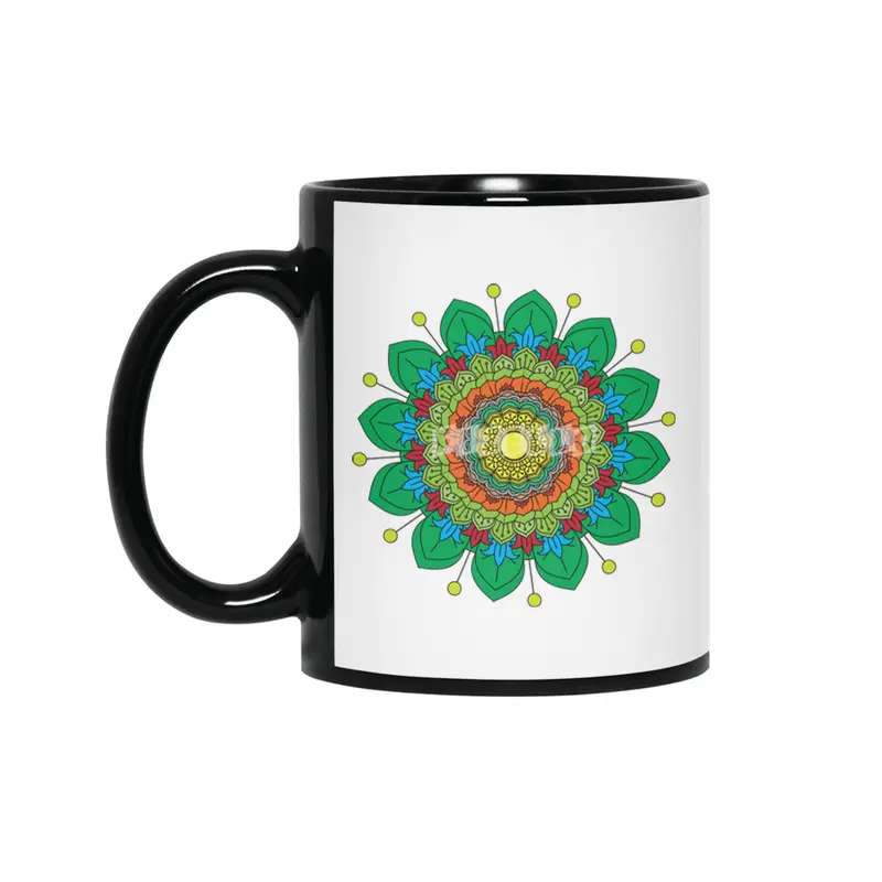 Beautiful ornate vintage vector colours mandala illustration for anti stress coloring books Siyah Kupa