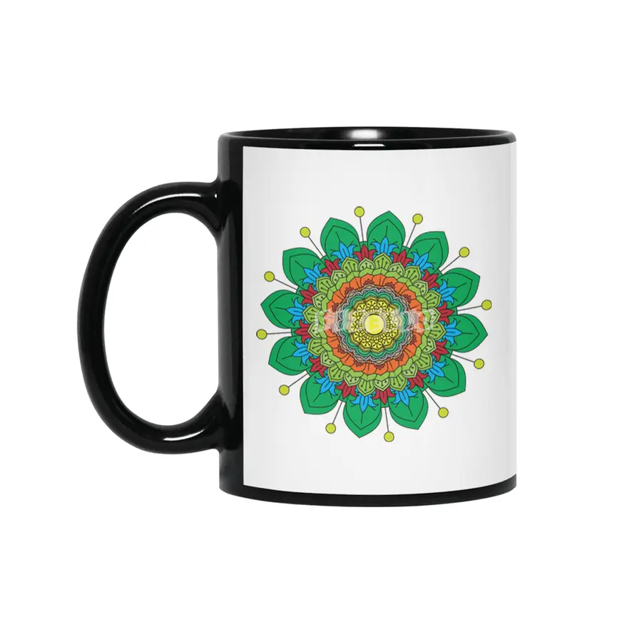 Beautiful ornate vintage vector colours mandala illustration for anti stress coloring books Siyah Kupa