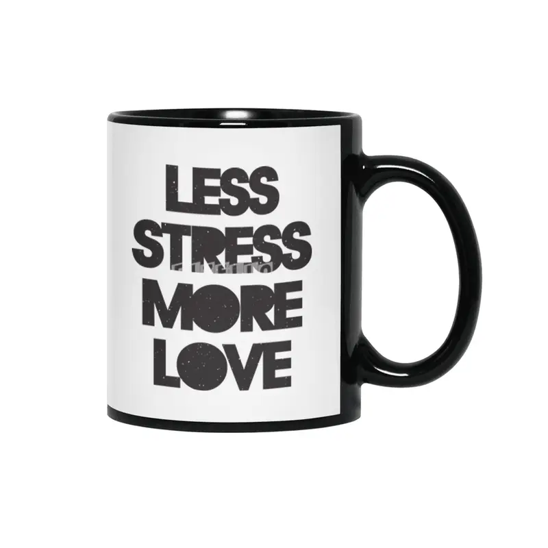 Less Stress More Love Siyah Kupa