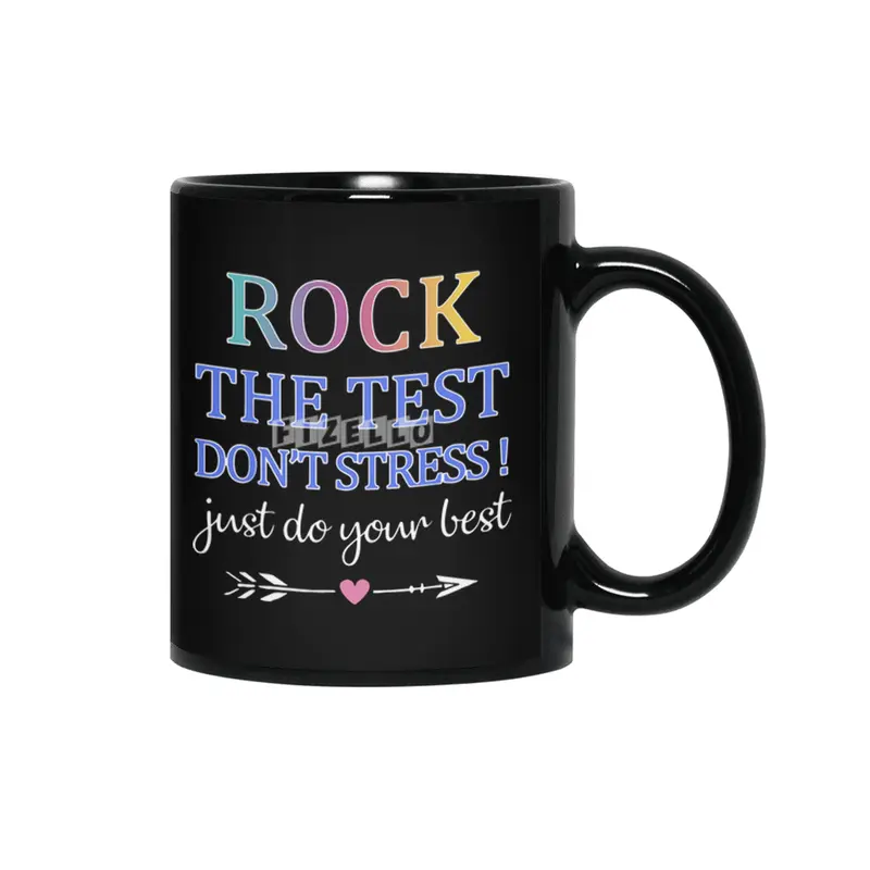 rock the test the best dont stress just do your best rock teacher Siyah Kupa