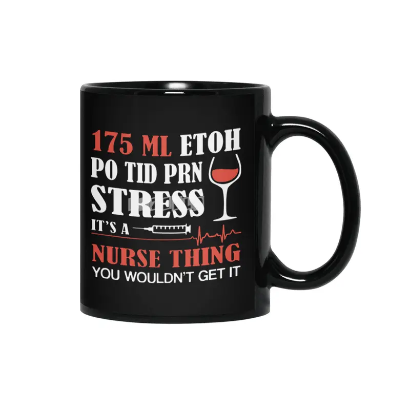 175 lm etoh po tid prn stress its a cancer t-shirts Siyah Kupa