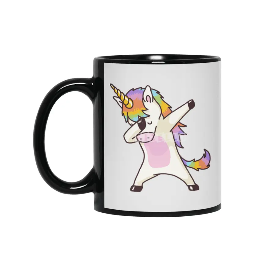 Dabbing Unicorn Shirt Dab Hip Hop Funny Magic Siyah Kupa