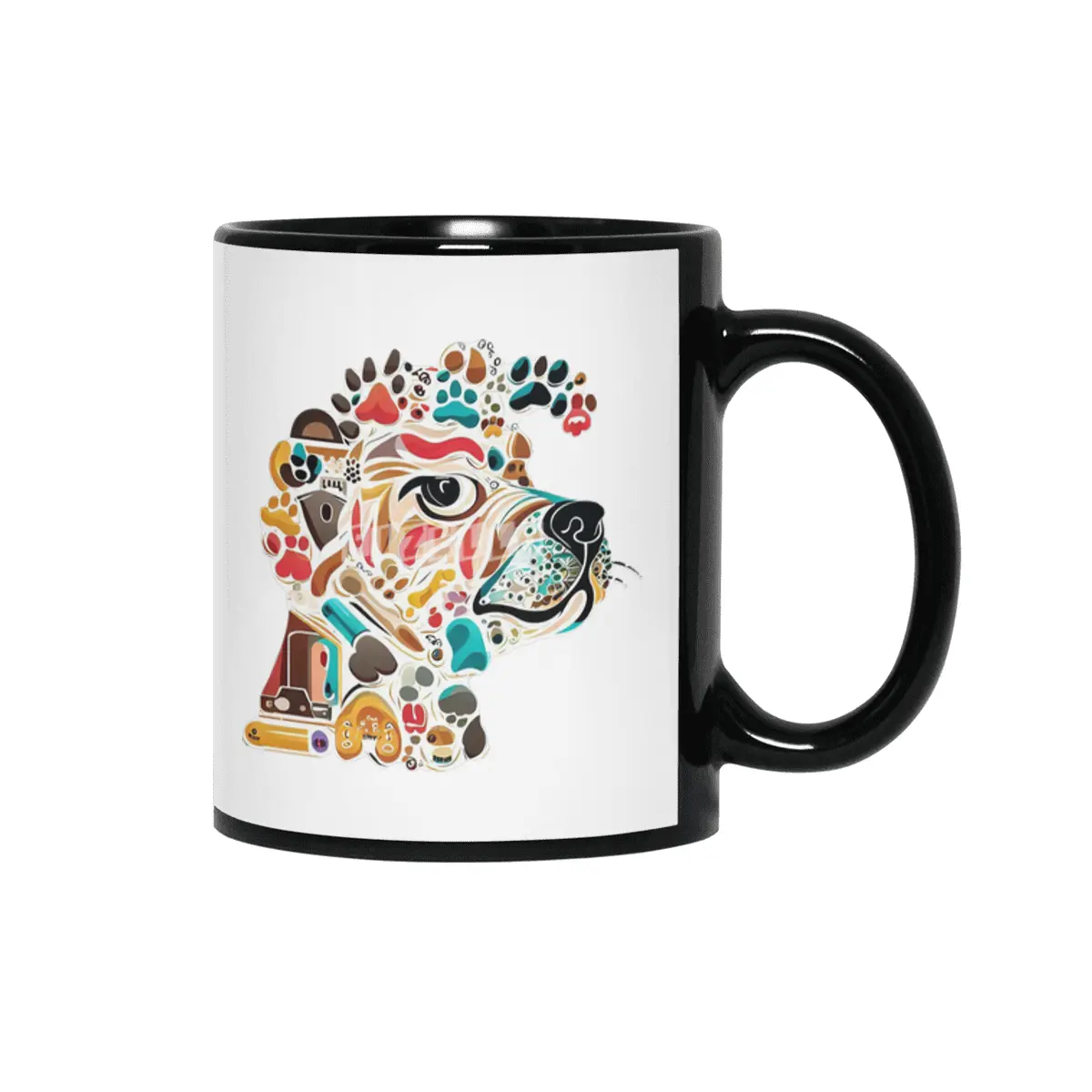 Paw Print Collage: Dog Lover's Delight Siyah Kupa