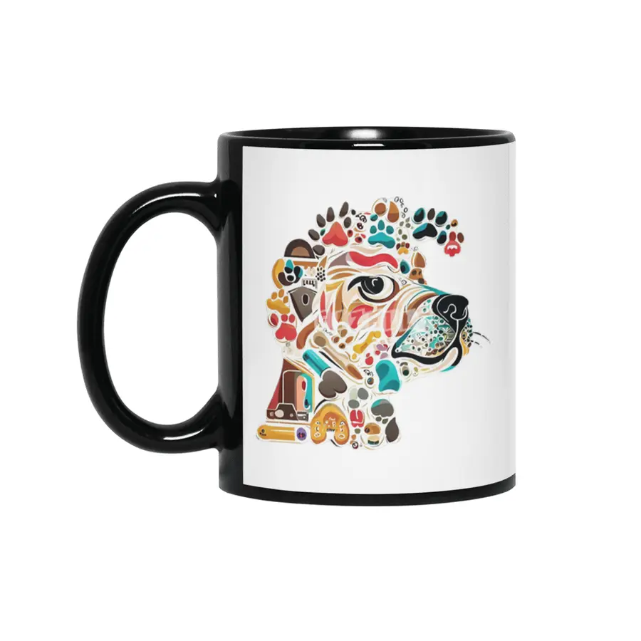 Paw Print Collage: Dog Lover's Delight Siyah Kupa