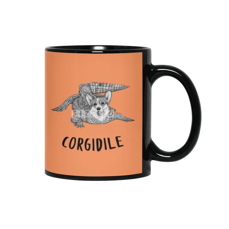 Corgidile | Corgi + Crocodile Hybrid Animal Siyah Kupa