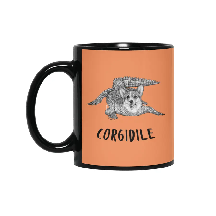 Corgidile | Corgi + Crocodile Hybrid Animal Siyah Kupa