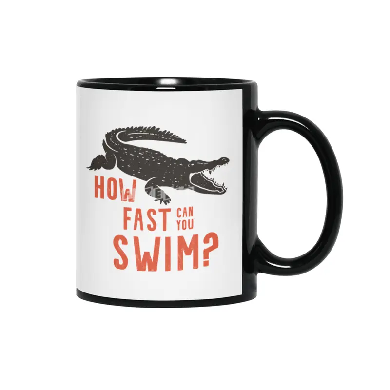 How fast Can you Swim? Crocodile Design Siyah Kupa