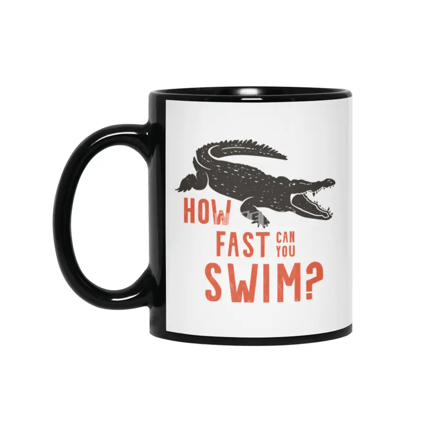 How fast Can you Swim? Crocodile Design Siyah Kupa