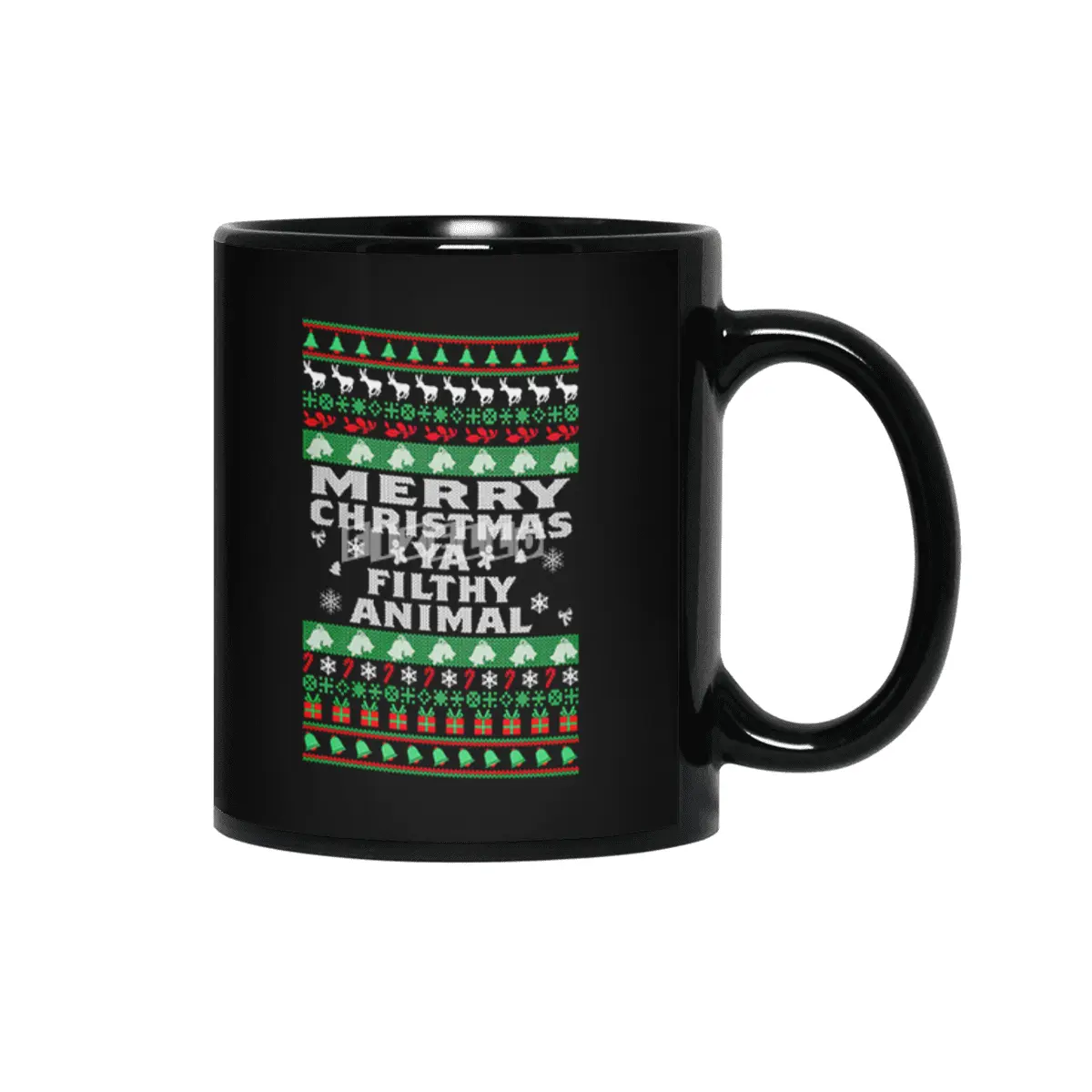 Merry Christmas Ya Filthy Animal Ugly Christmas Sweater Siyah Kupa