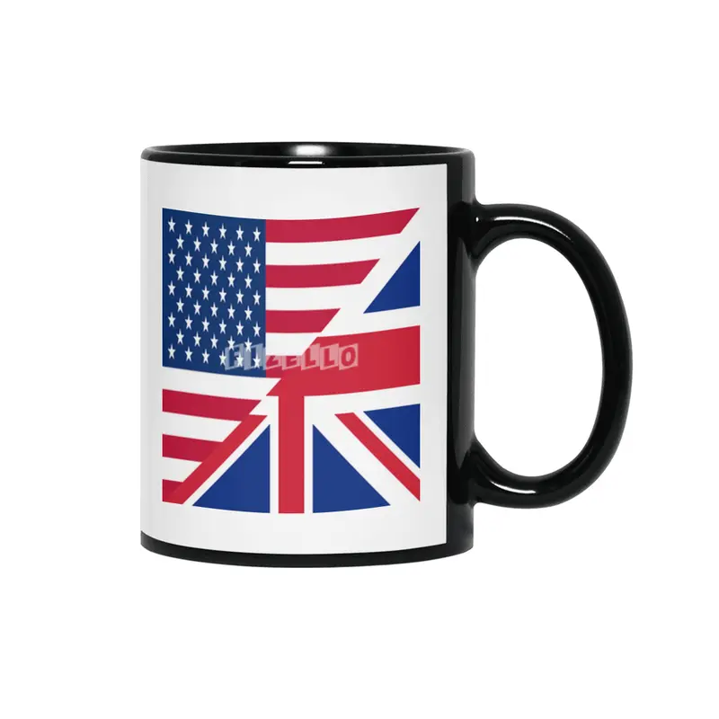 American & United Kingdom Flags Siyah Kupa