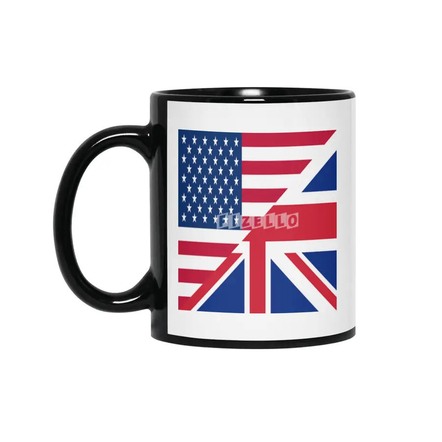 American & United Kingdom Flags Siyah Kupa