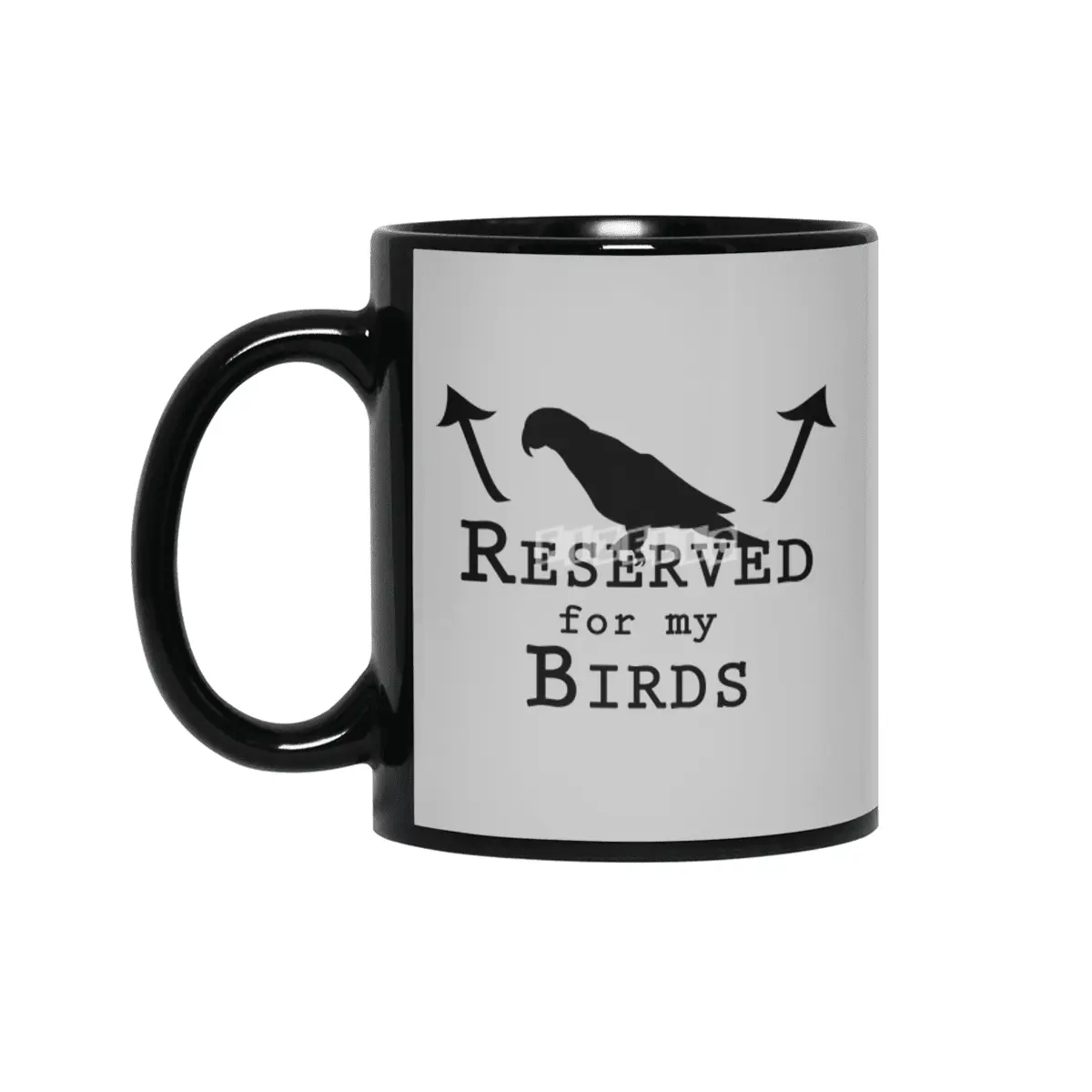 Reserved for my Birds - black text Siyah Kupa
