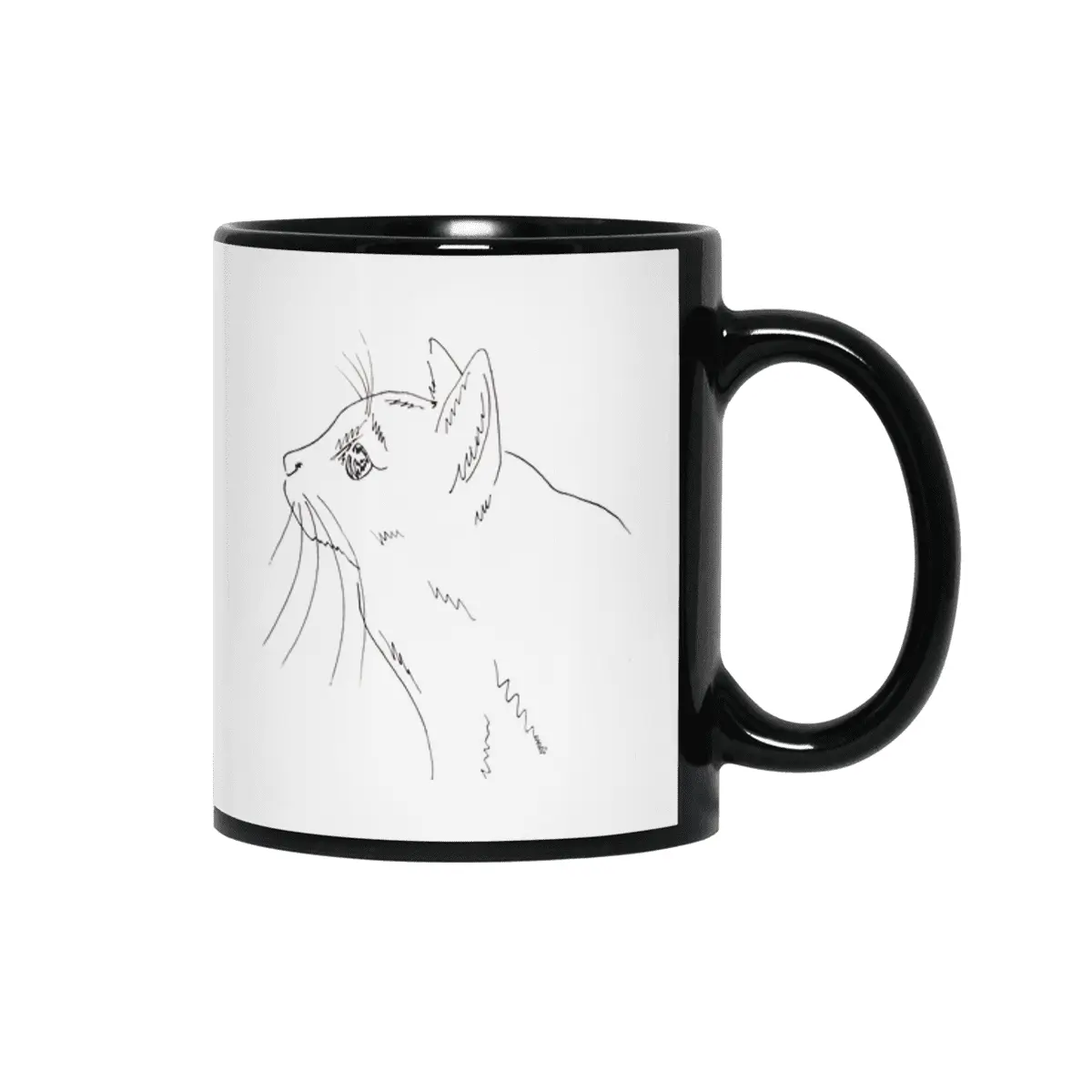 Cat Stalking Birds - black Siyah Kupa
