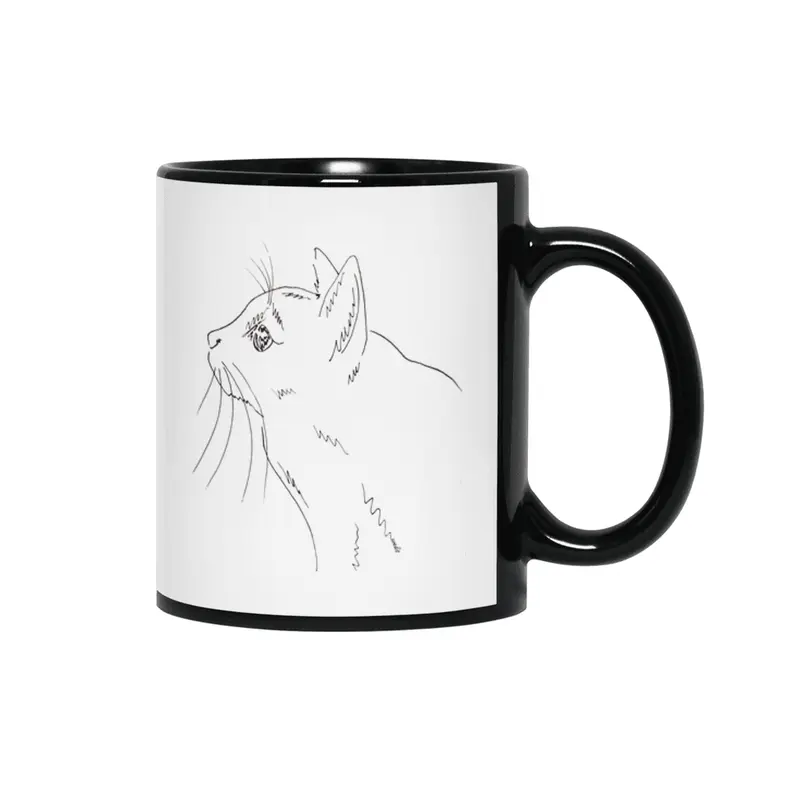 Cat Stalking Birds - black Siyah Kupa
