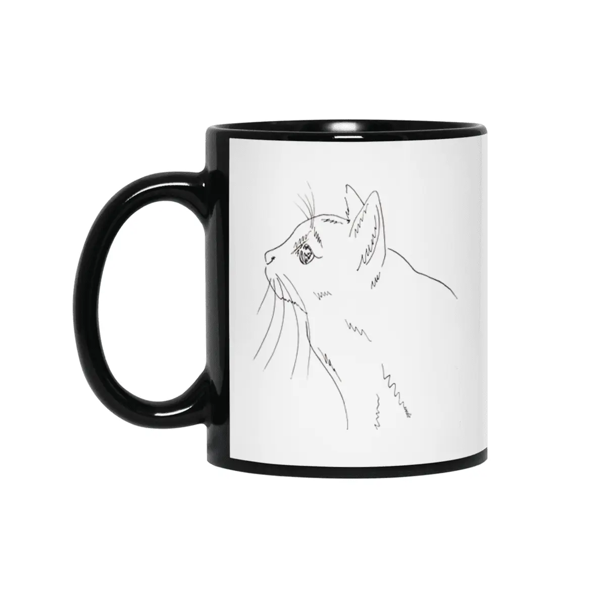 Cat Stalking Birds - black Siyah Kupa