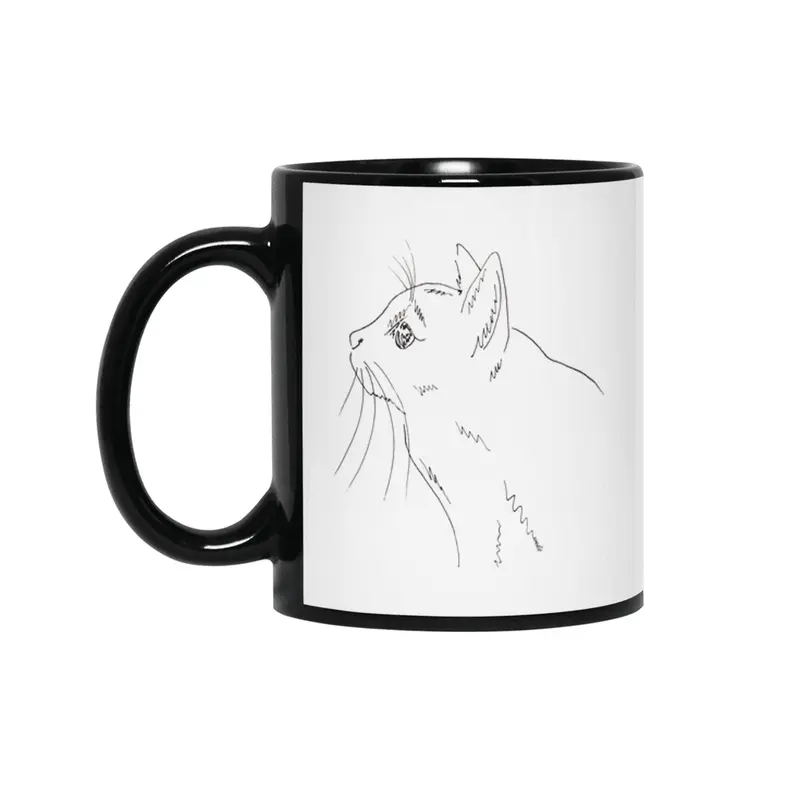 Cat Stalking Birds - black Siyah Kupa
