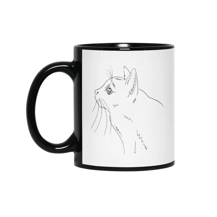 Cat Stalking Birds - black Siyah Kupa