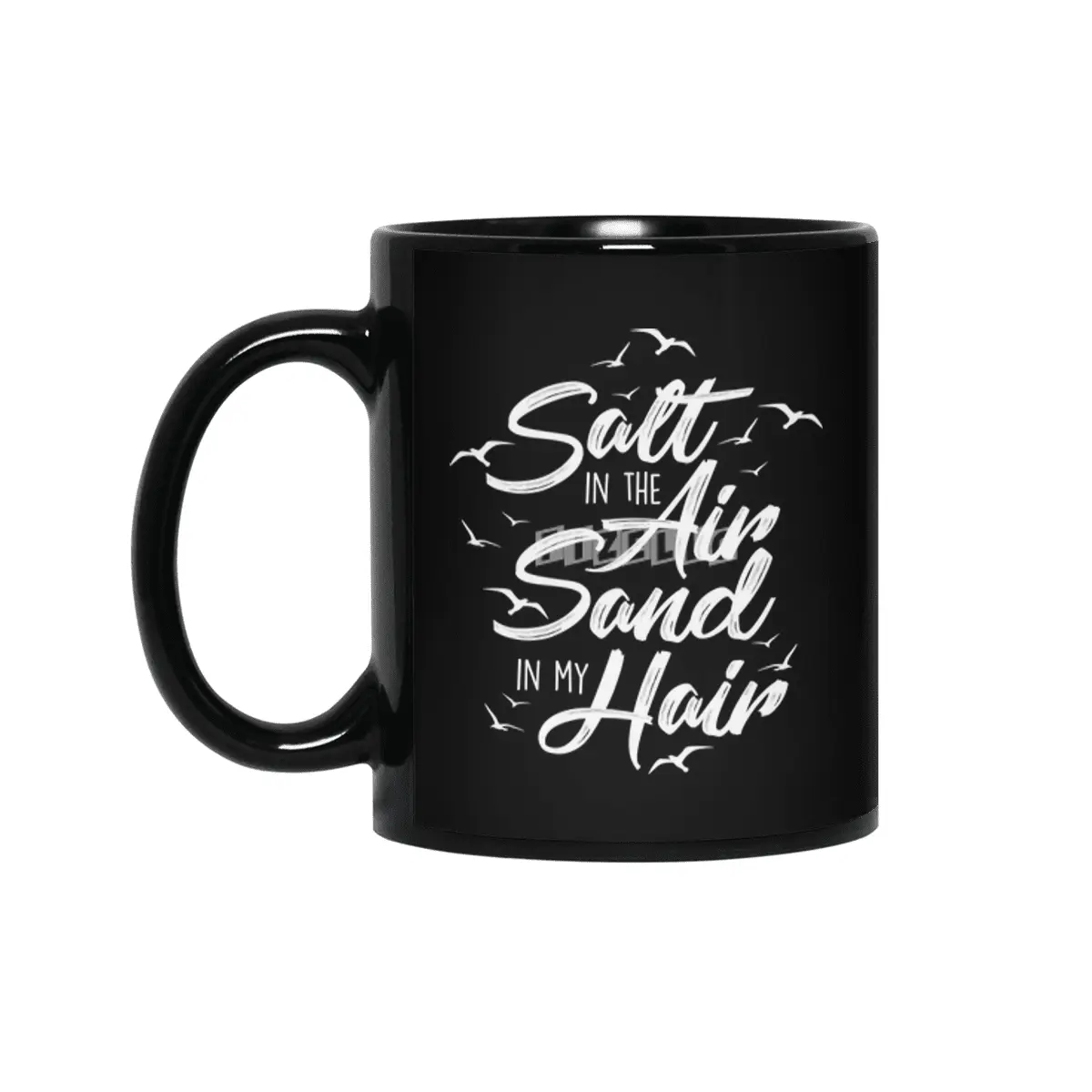 Salt in the Air with Birds - white Siyah Kupa