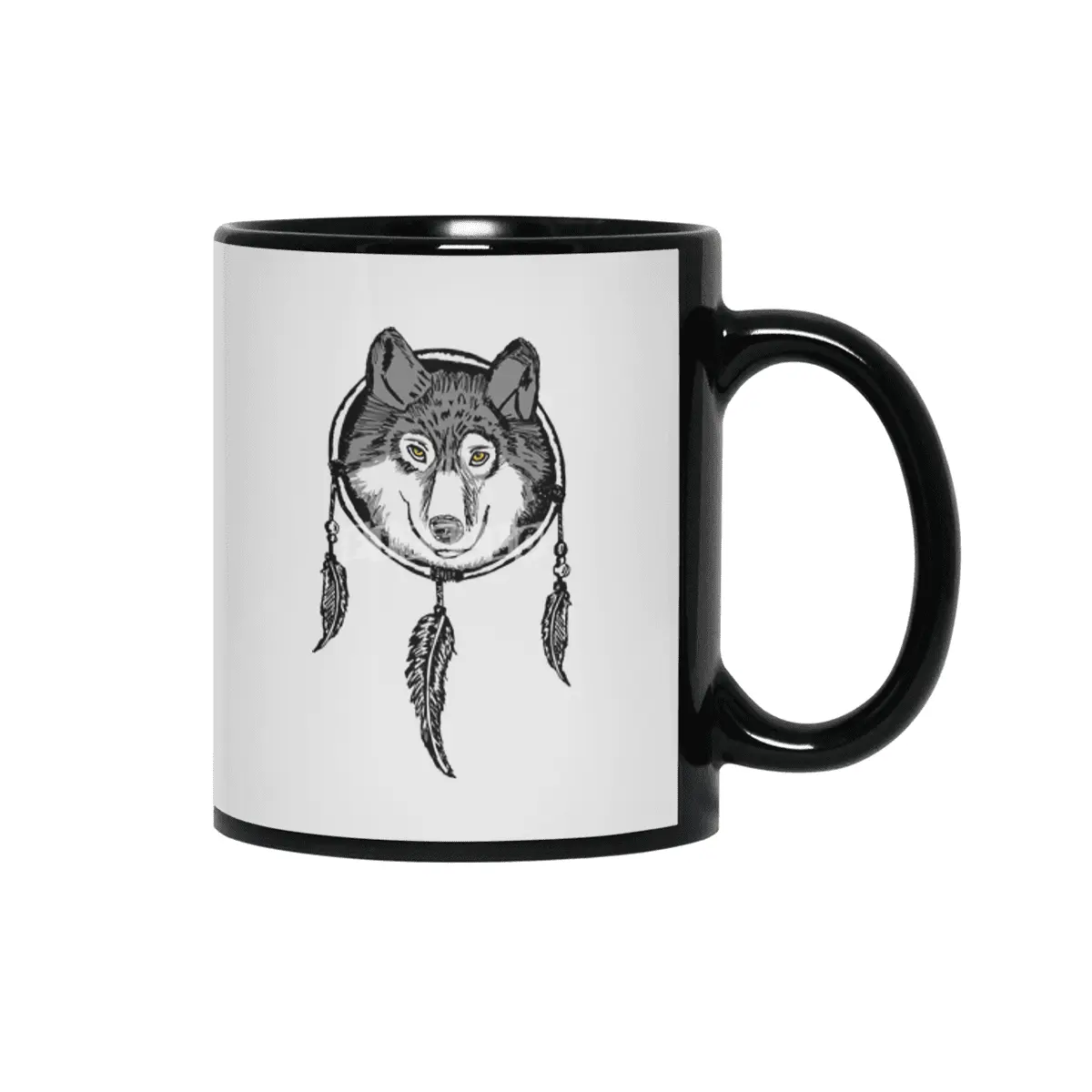 SouthWestern DreamCatcher Wolf Siyah Kupa