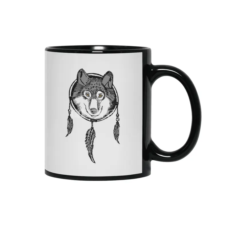 SouthWestern DreamCatcher Wolf Siyah Kupa