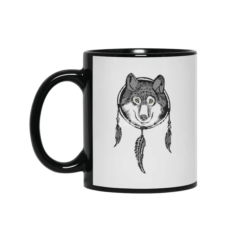 SouthWestern DreamCatcher Wolf Siyah Kupa