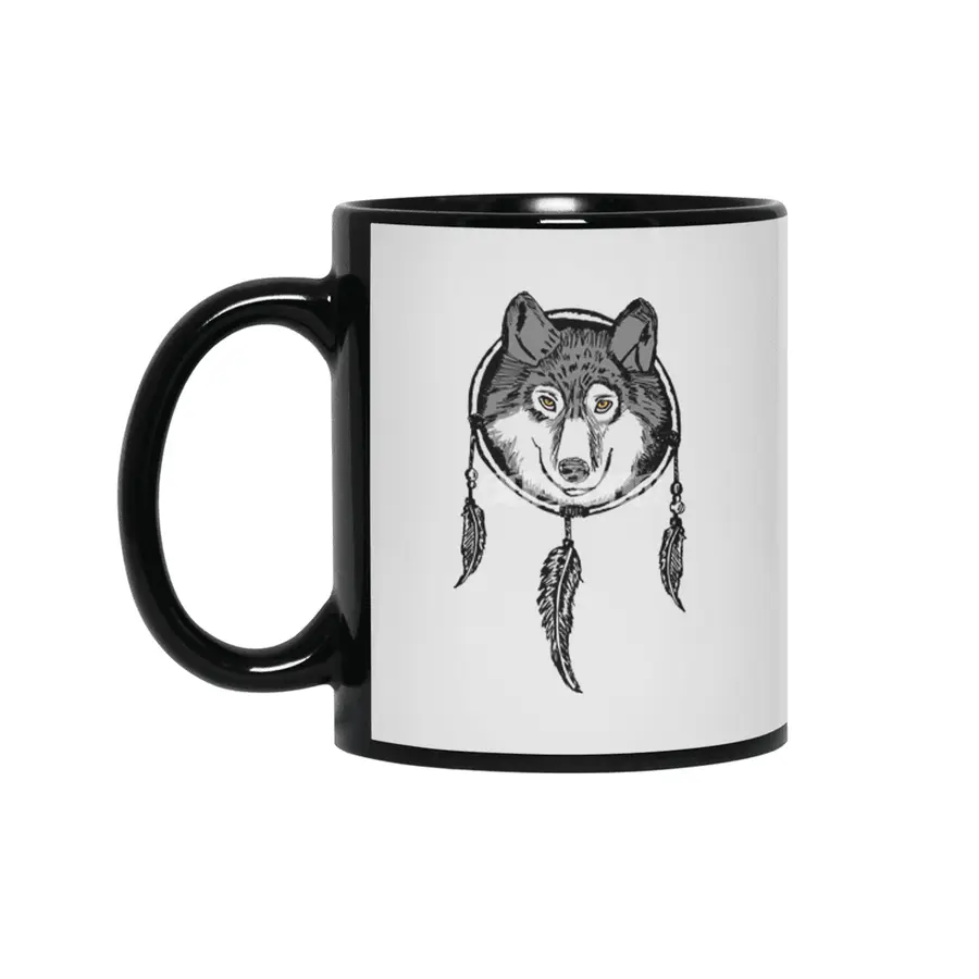 SouthWestern DreamCatcher Wolf Siyah Kupa
