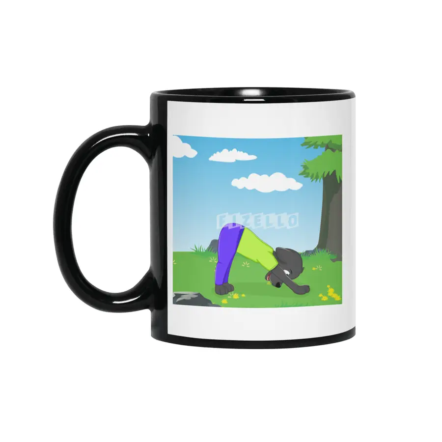 Black Labrador Retriever Spotlights the Yoga Downward Facing Dog Pose Siyah Kupa
