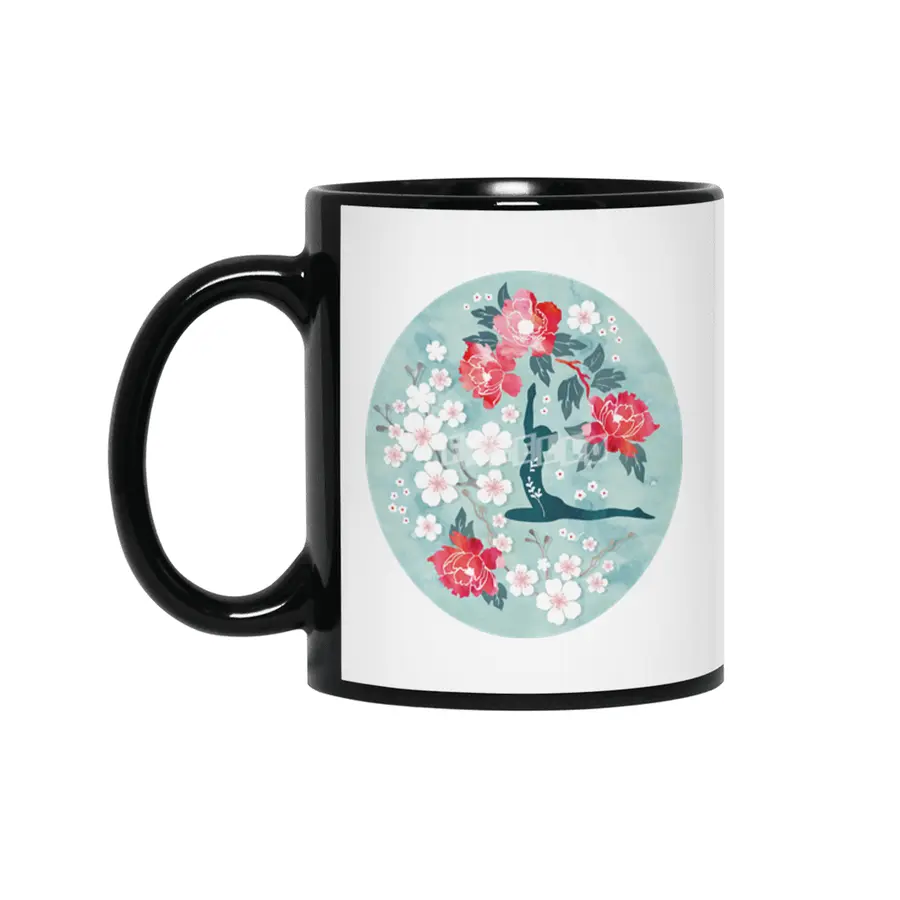Spirit of yoga cherry blossom Siyah Kupa