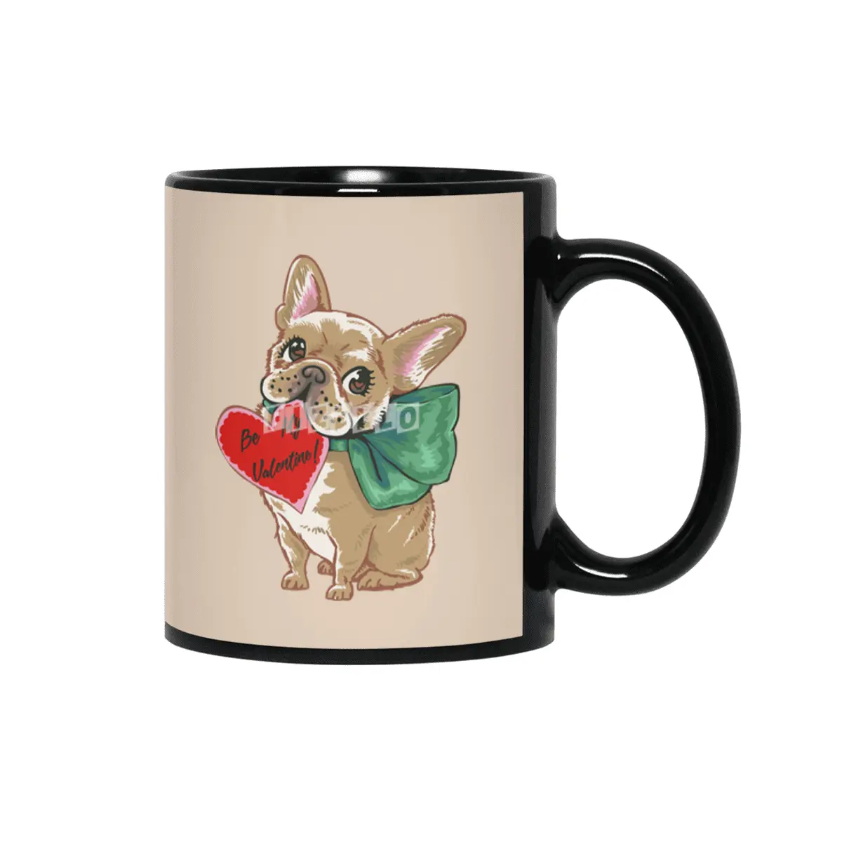 Be My Valentine Frenchie Siyah Kupa