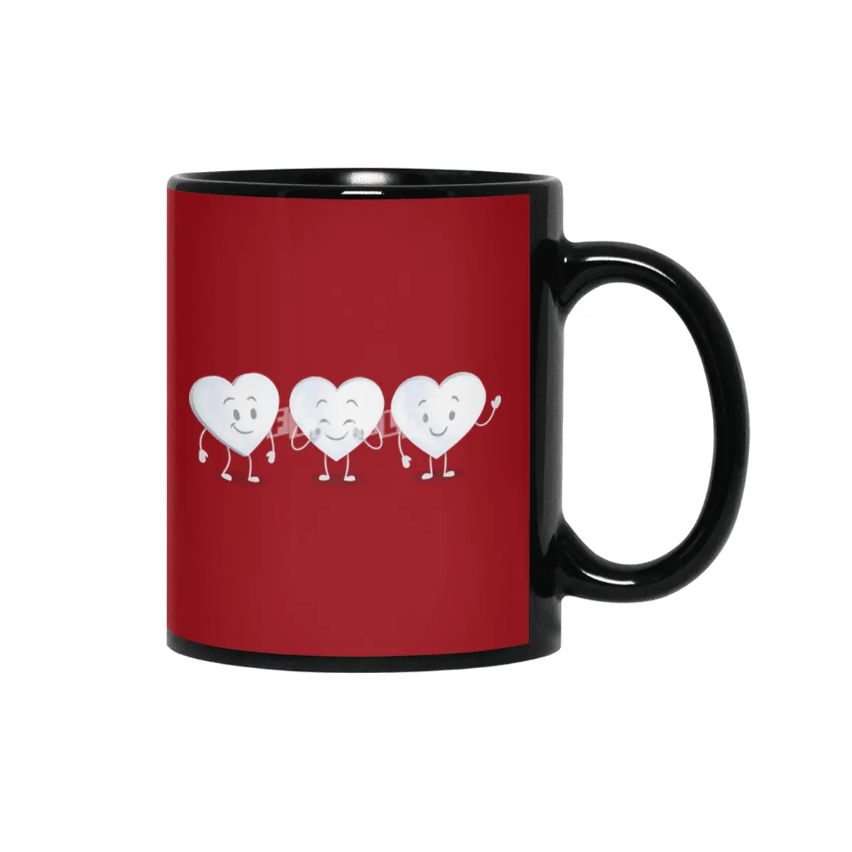 White Valentine Candy Hearts Siyah Kupa