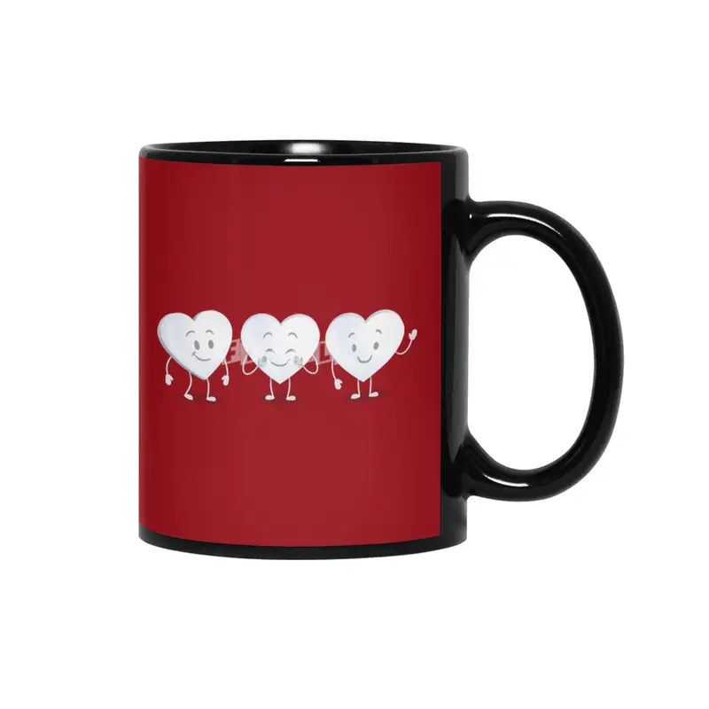 White Valentine Candy Hearts Siyah Kupa