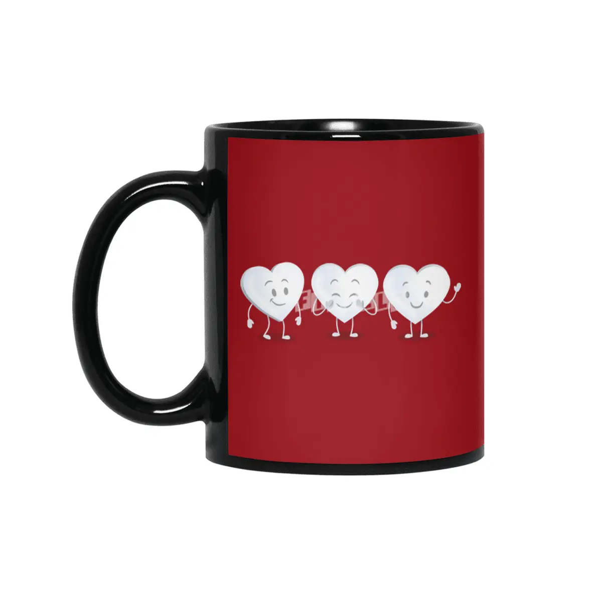White Valentine Candy Hearts Siyah Kupa