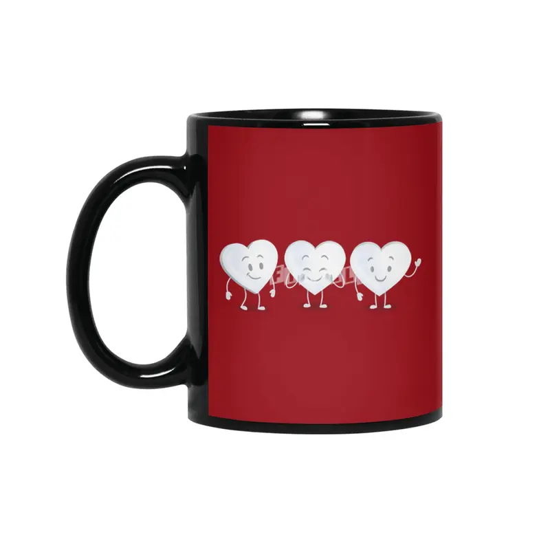 White Valentine Candy Hearts Siyah Kupa