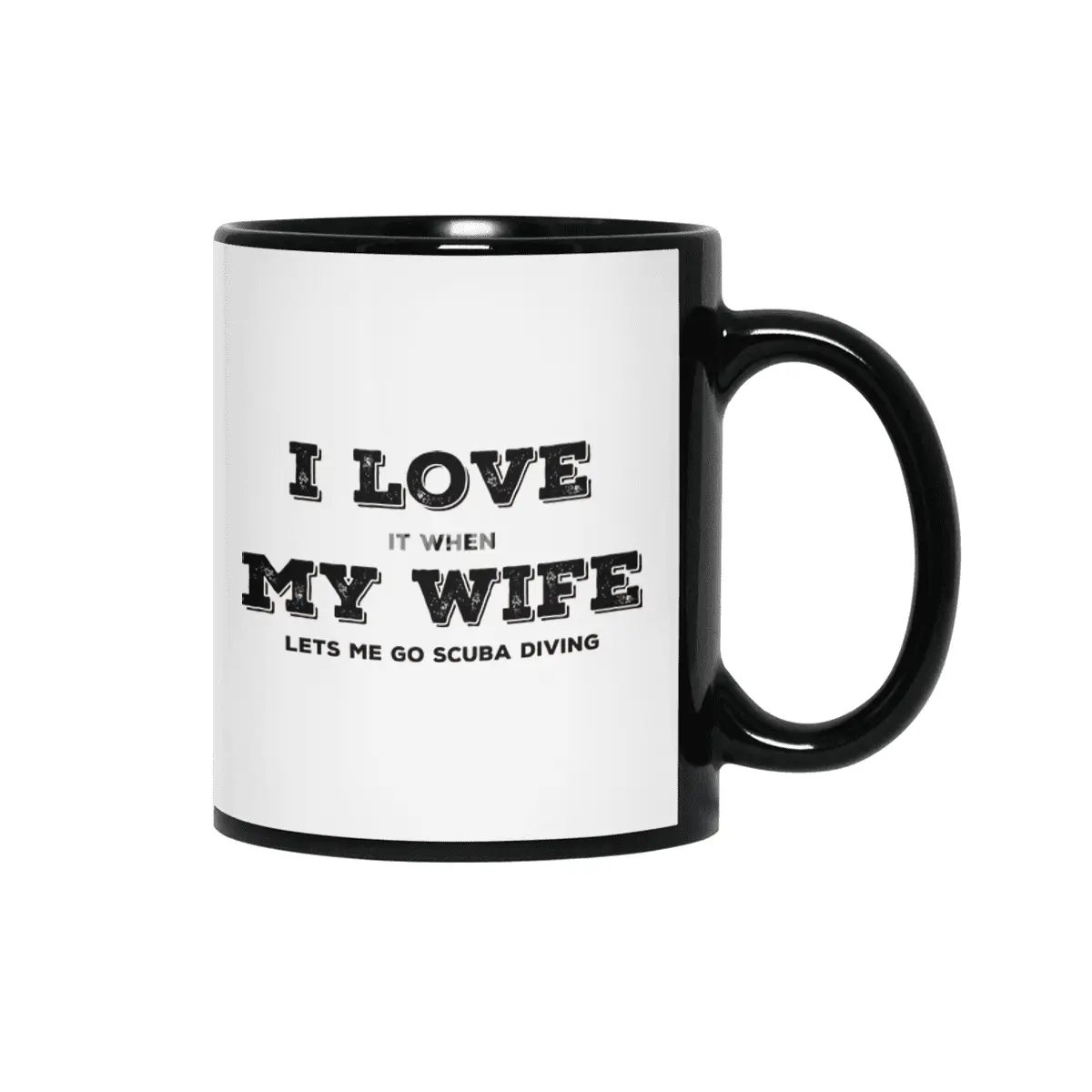 I Love My Wife - Scuba Diving Siyah Kupa