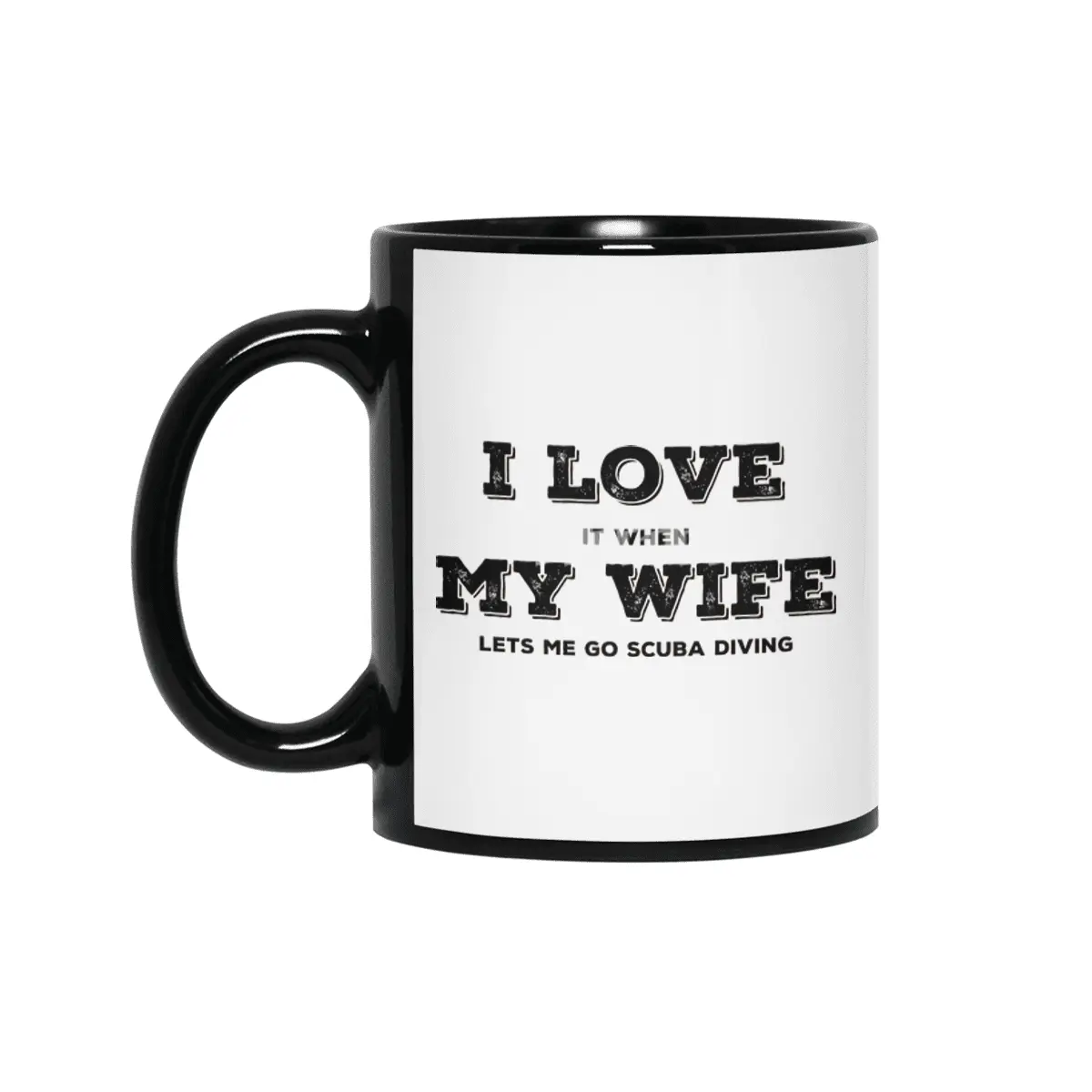 I Love My Wife - Scuba Diving Siyah Kupa