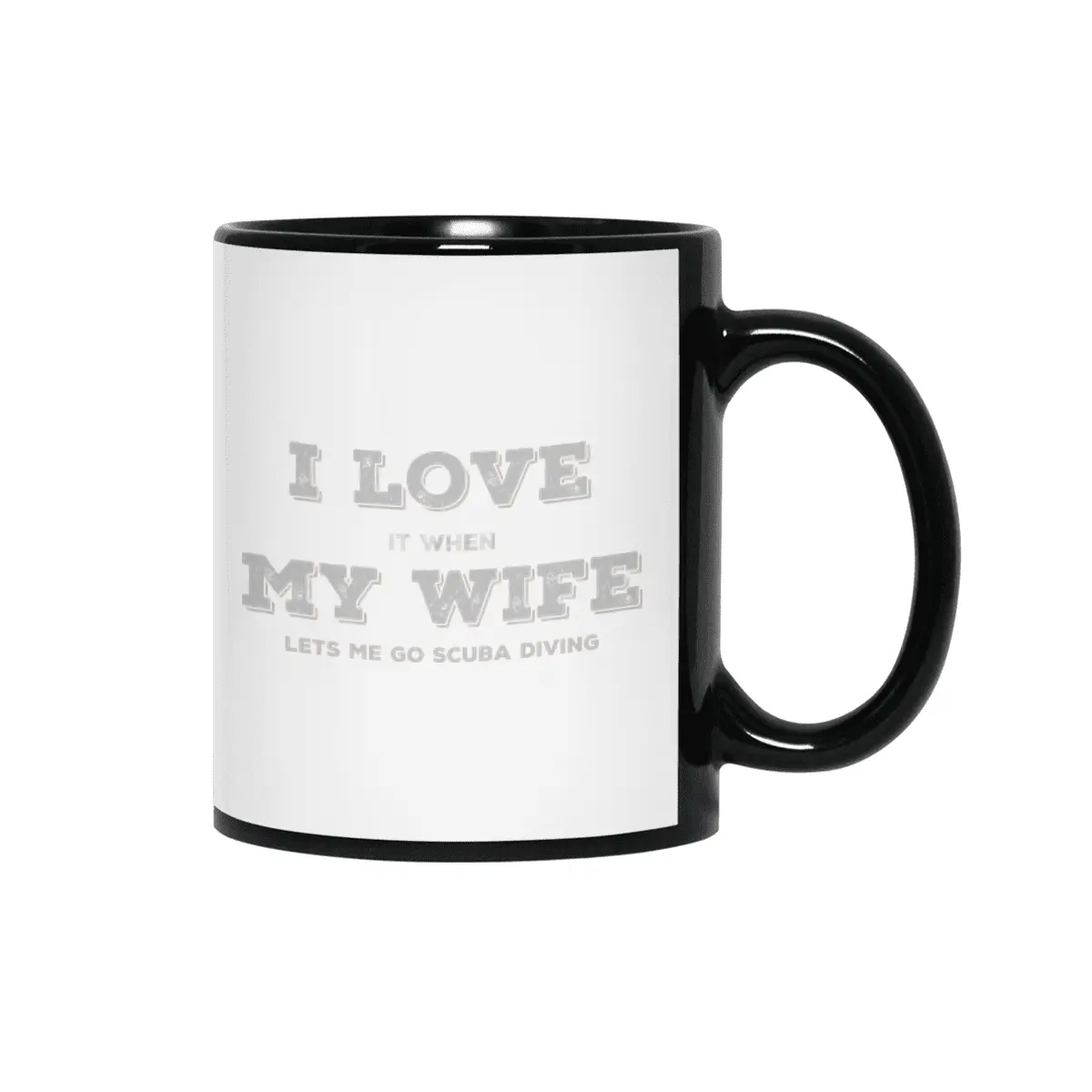 I Love My Wife - Scuba Diving Siyah Kupa