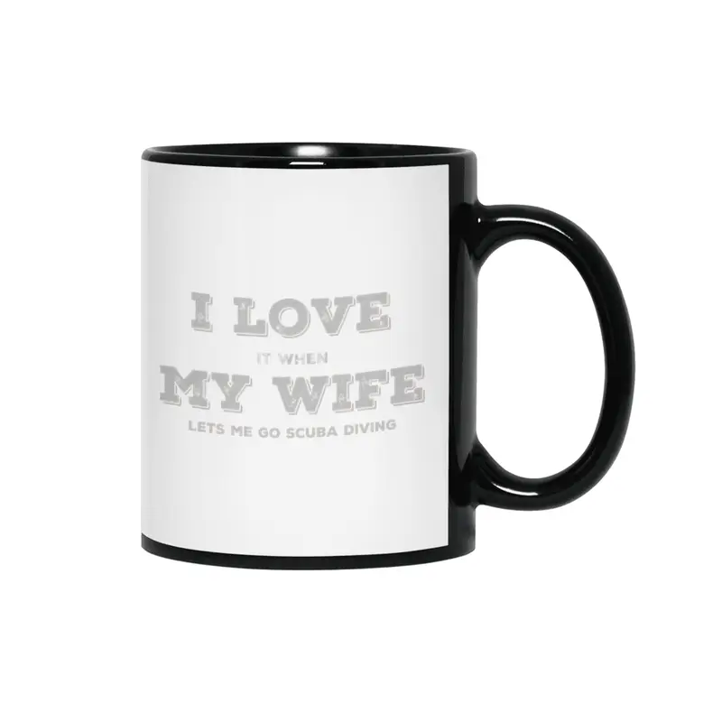 I Love My Wife - Scuba Diving Siyah Kupa