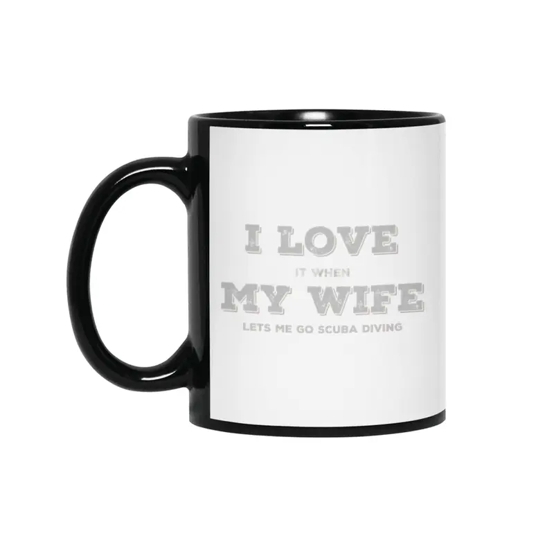 I Love My Wife - Scuba Diving Siyah Kupa