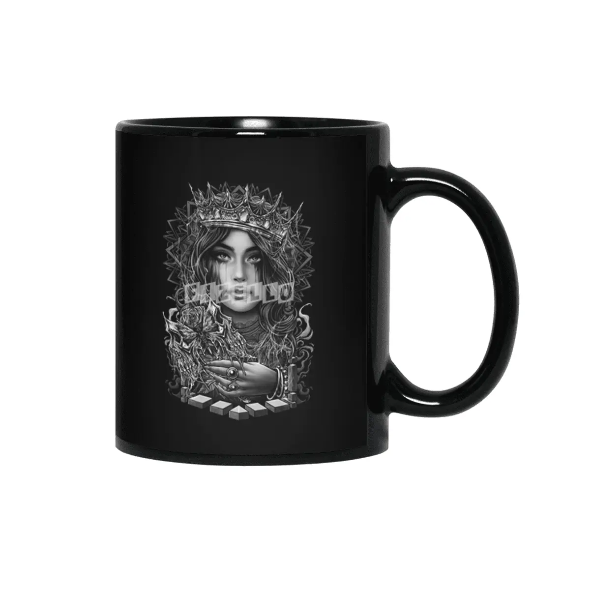Queen gothic girl neo traditional tattoo Siyah Kupa