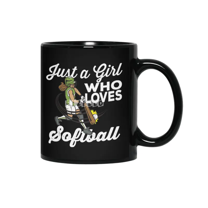 Just a Girl Who Loves Softball Sport Fan Siyah Kupa