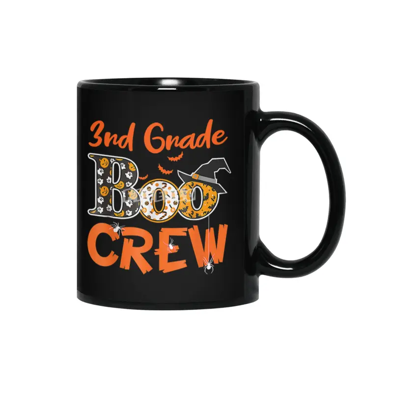 3rd grade boo crew  teacher kids halloween gift Siyah Kupa