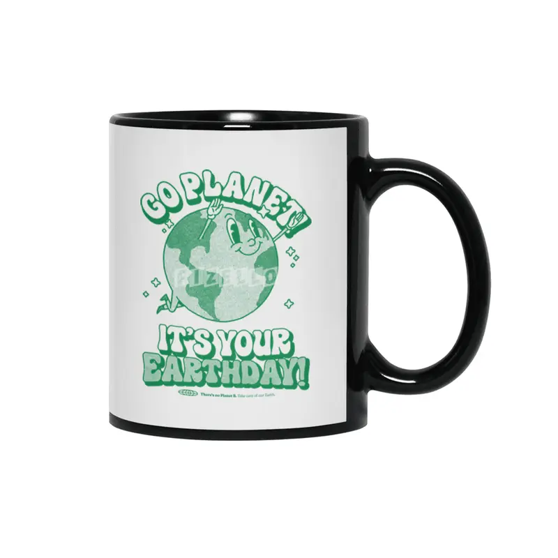 Go Planet It's Your Earth Day Retro Mascot Cute Earth Day Siyah Kupa
