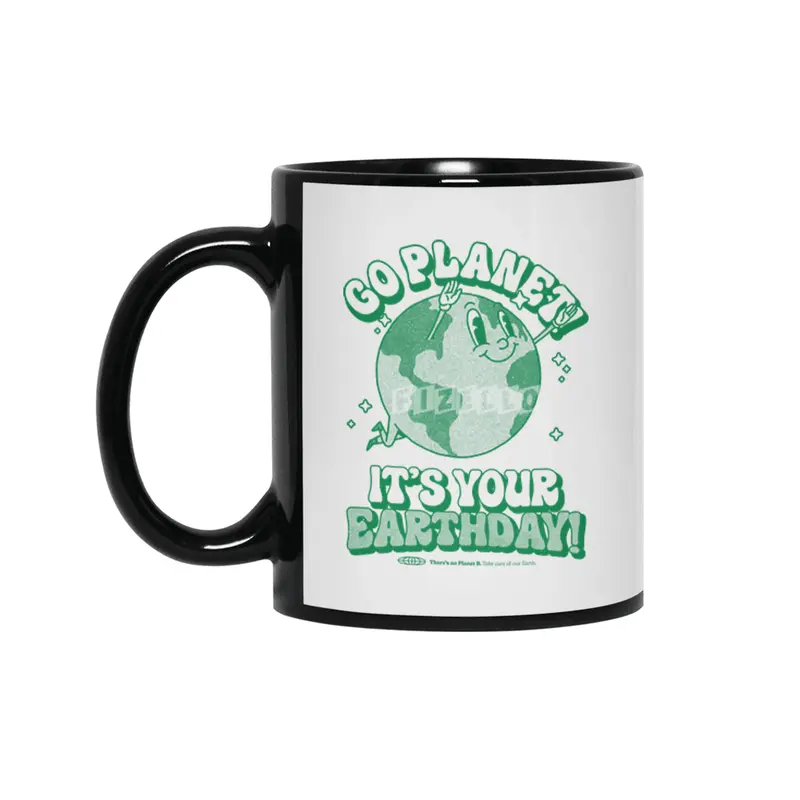 Go Planet It's Your Earth Day Retro Mascot Cute Earth Day Siyah Kupa