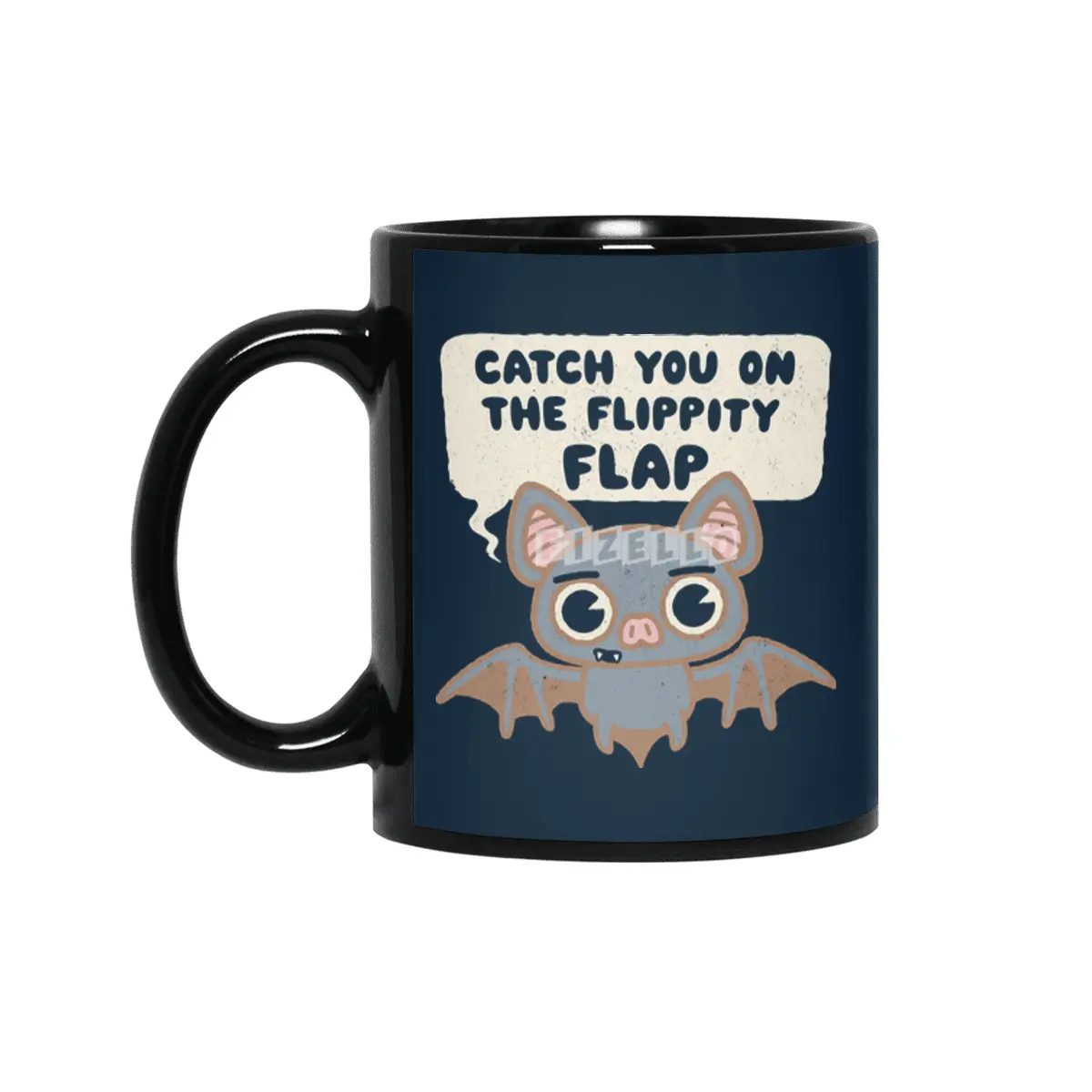 Catch You on the Flippity Flap - Cute Kawaii Bat Siyah Kupa